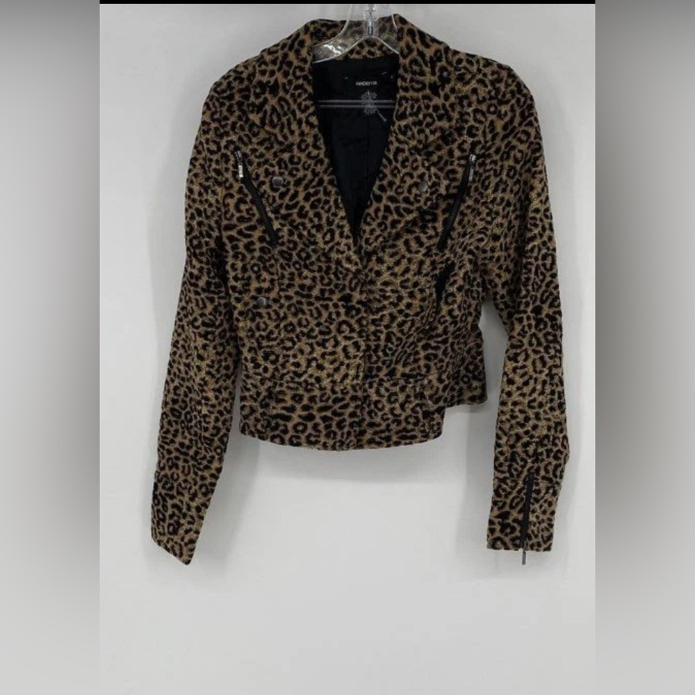 Arden B Brown Leopard Print Teddy Jacket NWOT